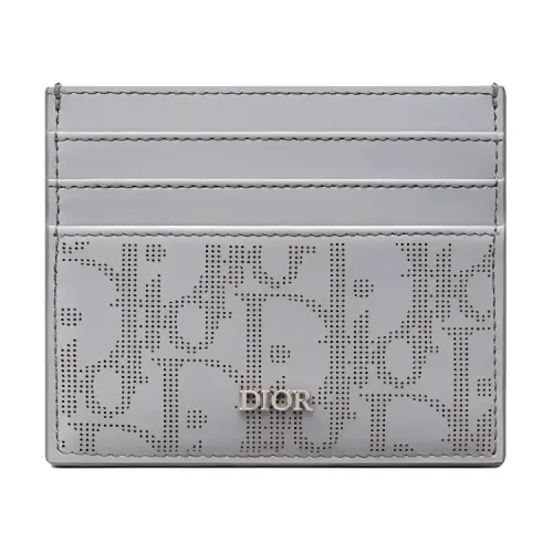 DIOR Cow Leather Card Holder Men's Gray