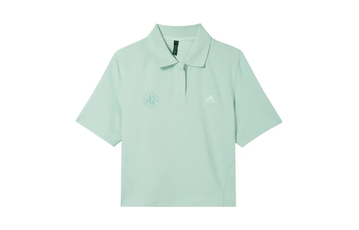 Adidas Lounge SHORT SLEEVE POLO SHIRT Polo Shirt Women's Linen Green