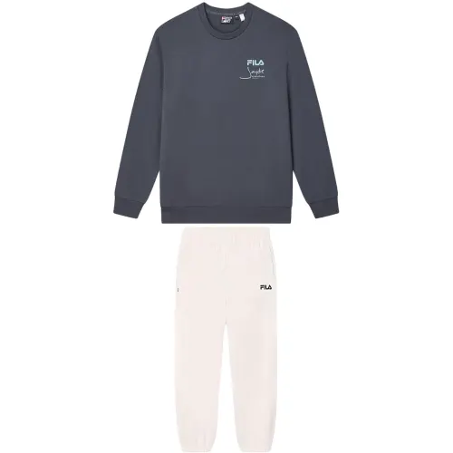 FILA Casual Sportswear Men's Wall Mud Gray+Steam White Crew Neck Moderate