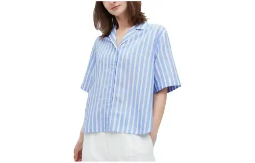 UNIQLO Shirts Women's Light Blue Cuban Collar Moderate Other