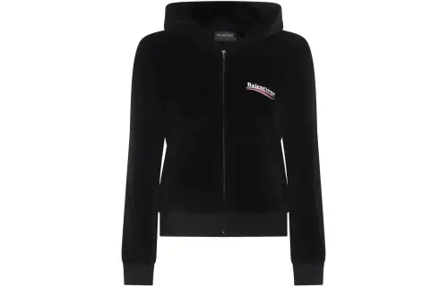 Balenciaga Logo Embroidered Zipped Hoodie