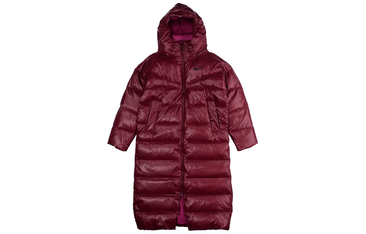 Nike Down Jackets Women's Maroon Hooded Moderate Other