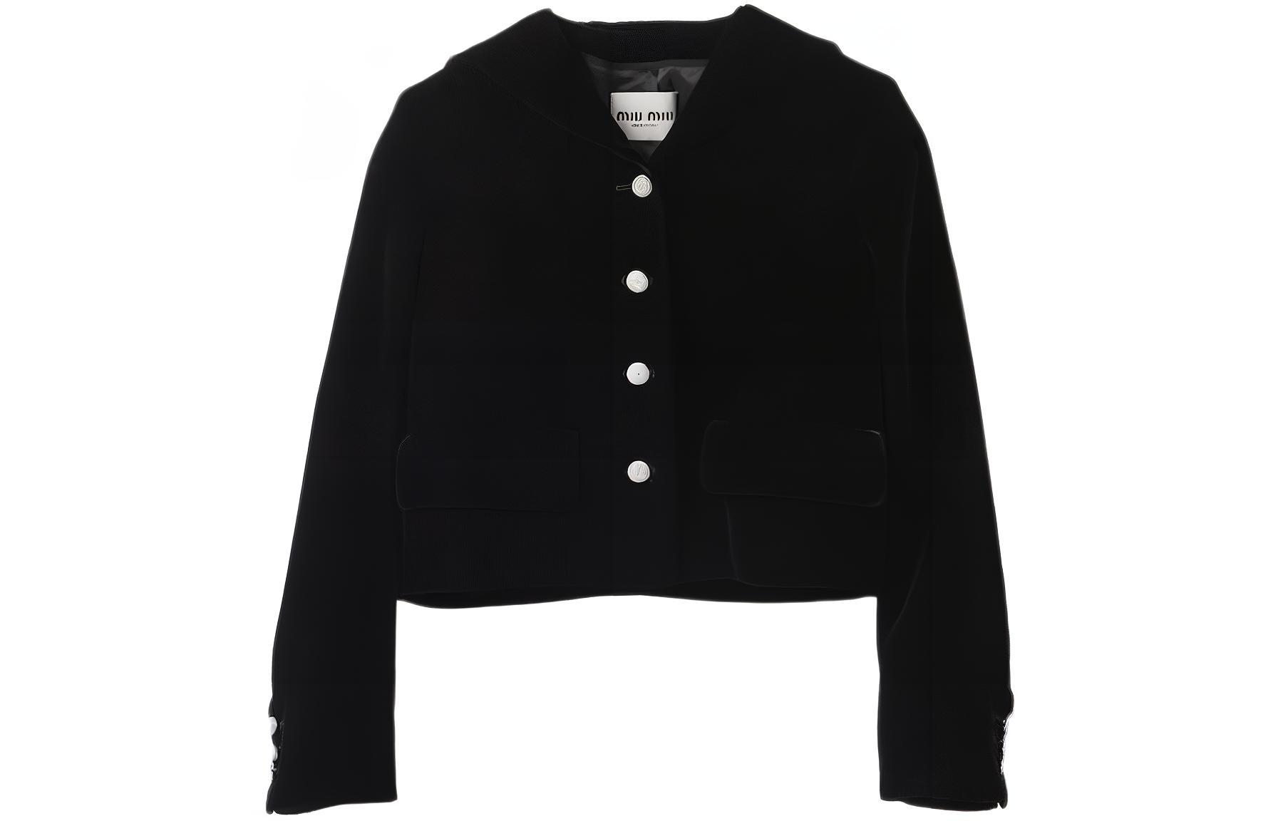 MIU MIU Single Breasted Velvet Jacket Jackets & Coats Women's Black