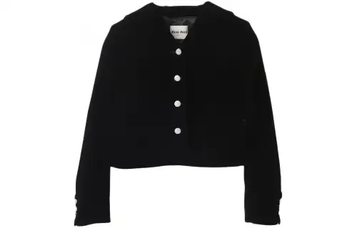 MIU MIU Single Breasted Velvet Jacket Jackets & Coats Women's Black