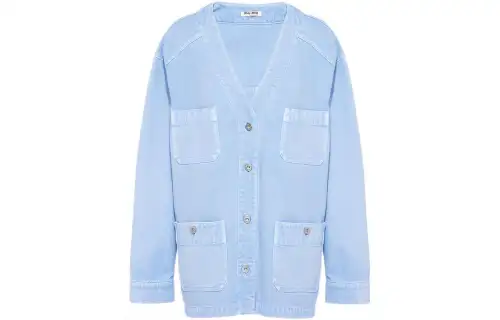 MIU MIU Jackets Women's Blue V Neck Moderate Other