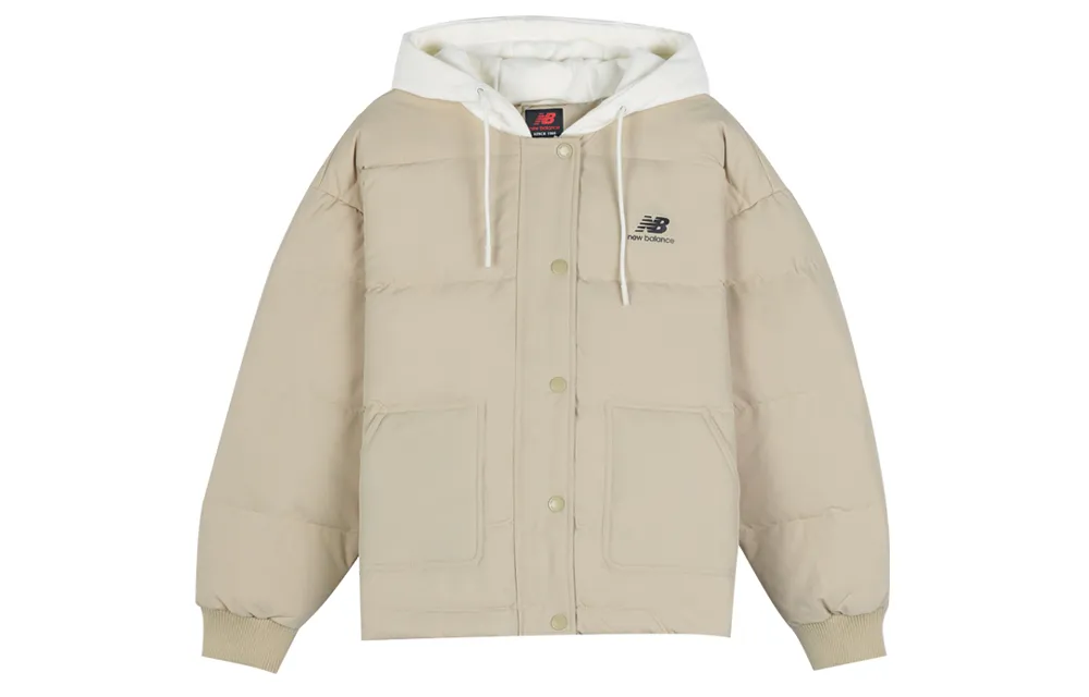 New Balance Down Jackets Women's Ecru Hooded Moderate Other