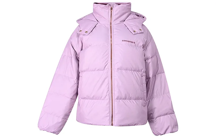 Converse Down Jackets Women's Purple Hooded (Non-detachable) Moderate Straight Fit
