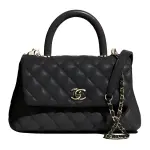 CHANEL Coco Handle Cow Leather Controller Grain Embossed Cow Leather Caviar Handbag, Shoulder Bag Women's Black