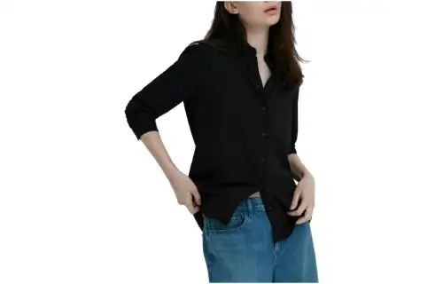 UNIQLO Shirts Women's Black Pointed Collar Moderate Other