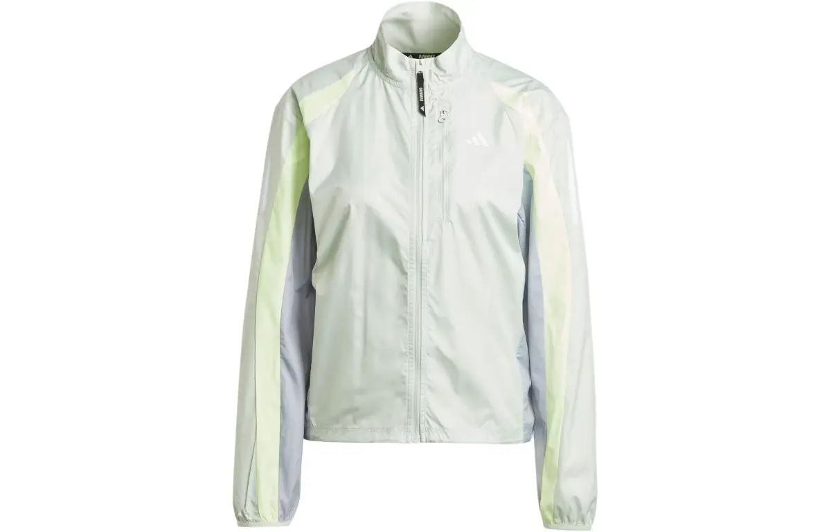 Adidas Own The Run Colorblock Jacket Stand Collar Jackets Women's Linen Green