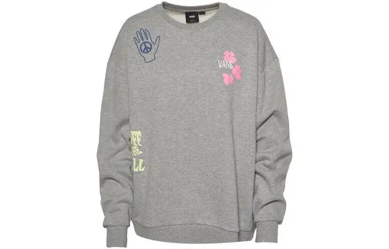 Vans Sweatshirts Women's Gray Crew Neck Moderate Regular