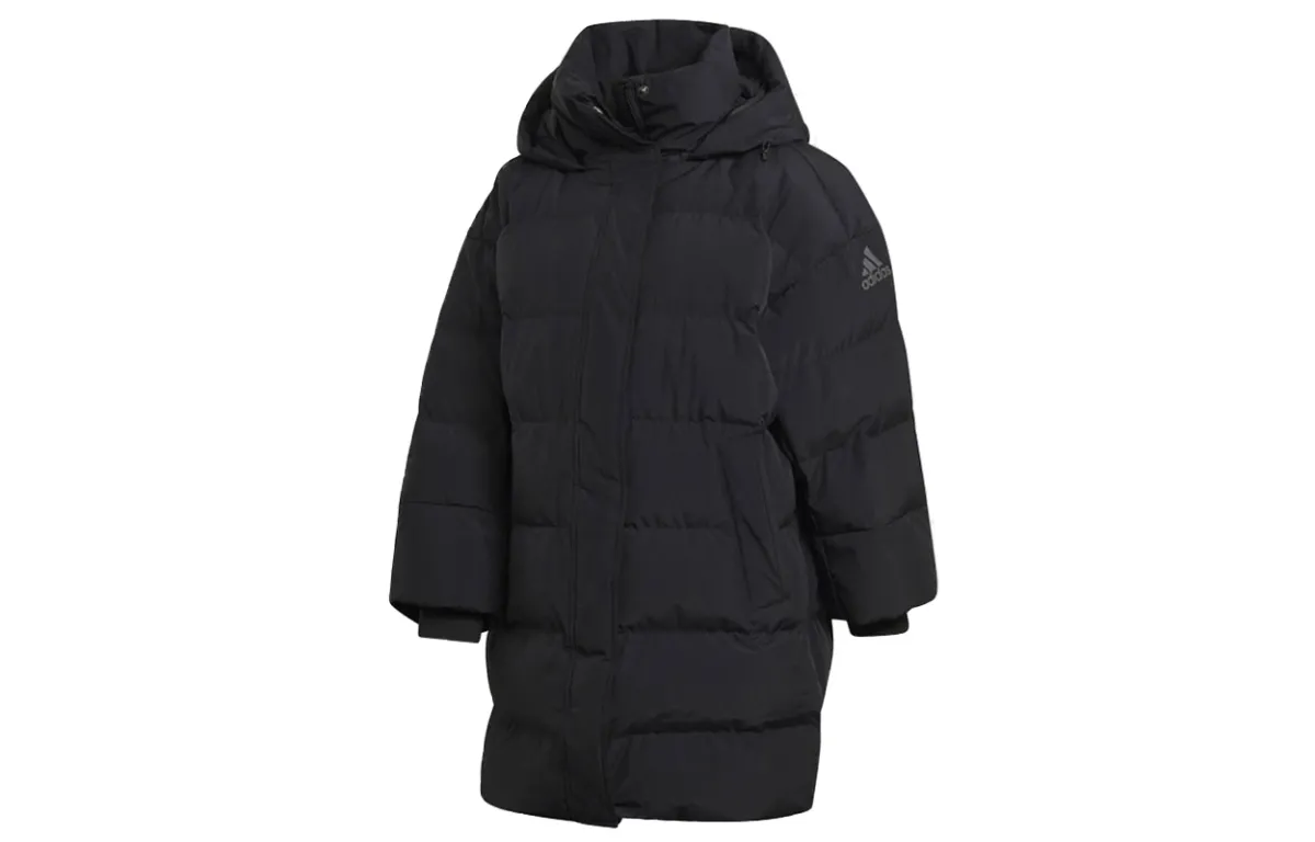 Adidas Down Jackets Women's Black Hooded Moderate Straight Fit