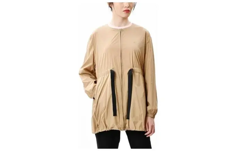 New Balance Jackets Women's Khaki Collarless Moderate Straight Fit