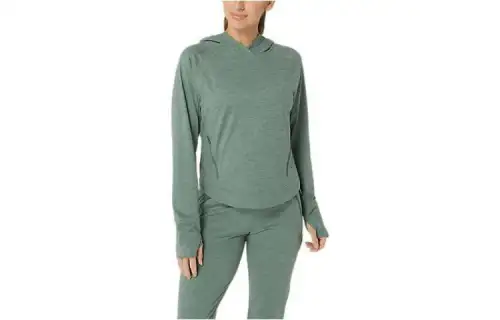 ASICS TECH PO Sweatshirts Women's Light Green Hooded Moderate Regular