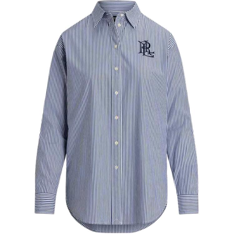 Женская рубашка LAUREN RALPH LAUREN FW24 Logo (сине-белая)