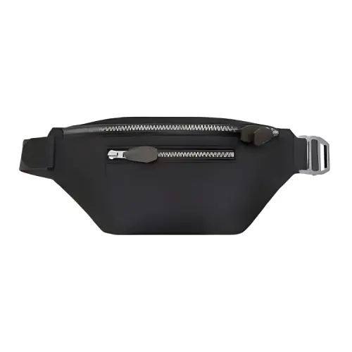 HERMES Cityslide Cow Leather Fanny Pack Men's Black Brown
