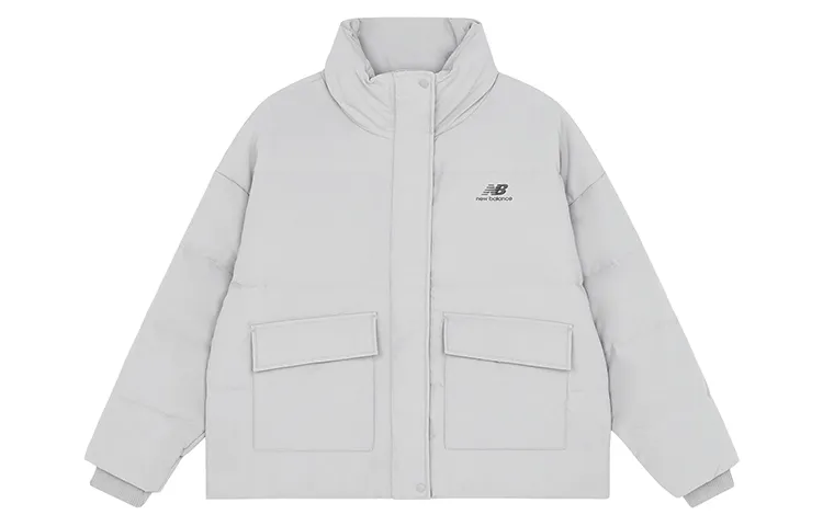 New Balance Down Jackets Women's Gray Stand Collar Moderate Puffer Jacket