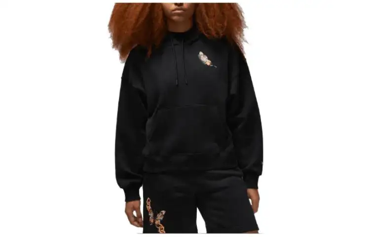 Jordan Sweatshirts Women's Black Hooded Moderate Regular