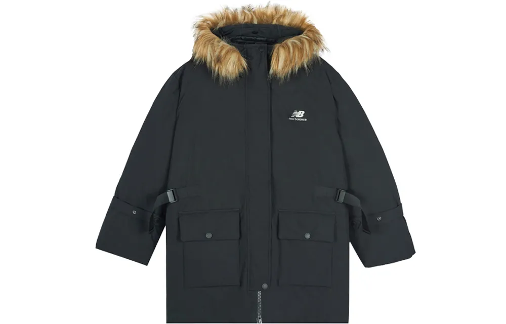 New Balance Down Jackets Women's Black Hooded Moderate Parka Down Jacket