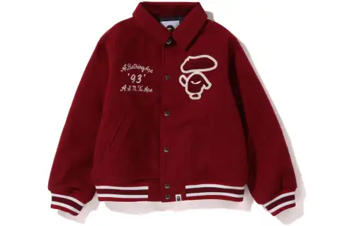 Bape Melton Varsity Jacket 'Black'