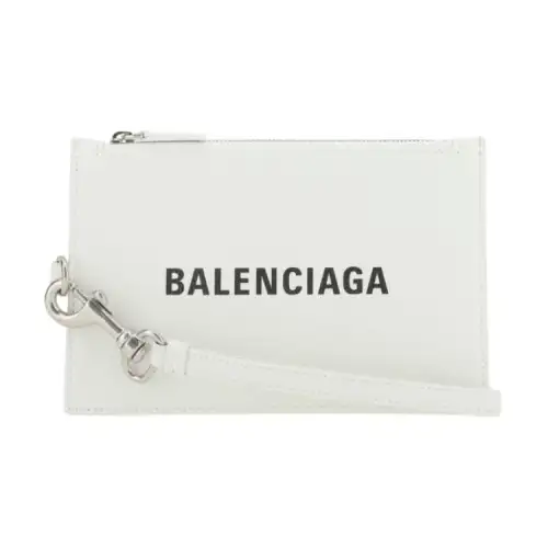 Balenciaga Cow Leather Clutch Card Holder Unisex White