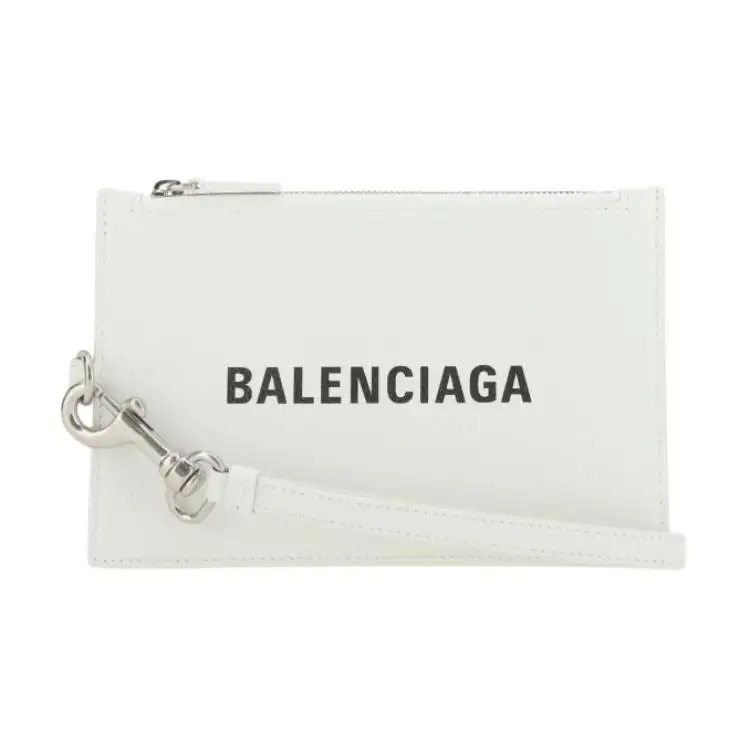 Balenciaga Cow Leather Clutch Card Holder Unisex White