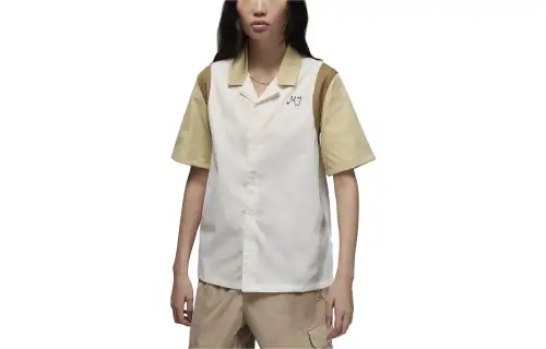 Jordan Shirts Women's Seaweed Brown Cuban Collar Moderate Other