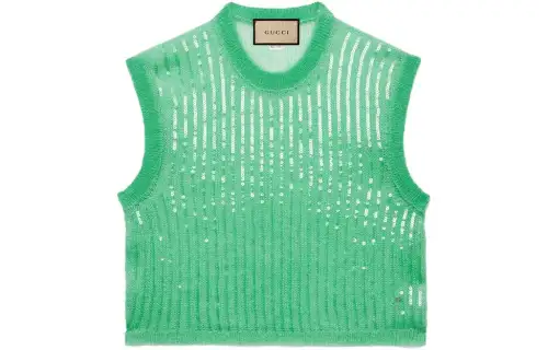 GUCCI Knitwear Women's Green Crew Neck Moderate Other