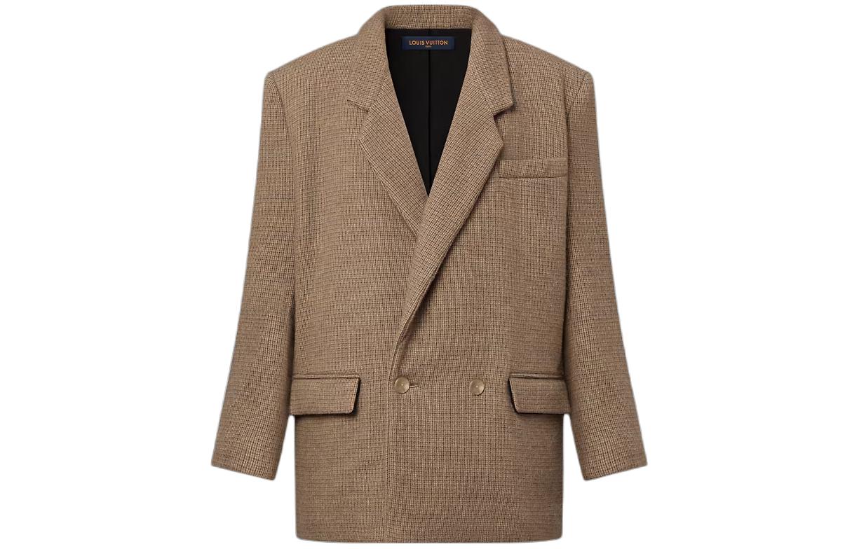 LOUIS VUITTON Double Breasted Prince Of Wales Blazer Jackets & Coats Women's Brown