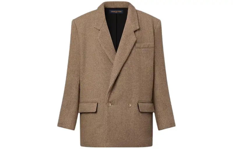 LOUIS VUITTON Double Breasted Prince Of Wales Blazer Jackets & Coats Women's Brown