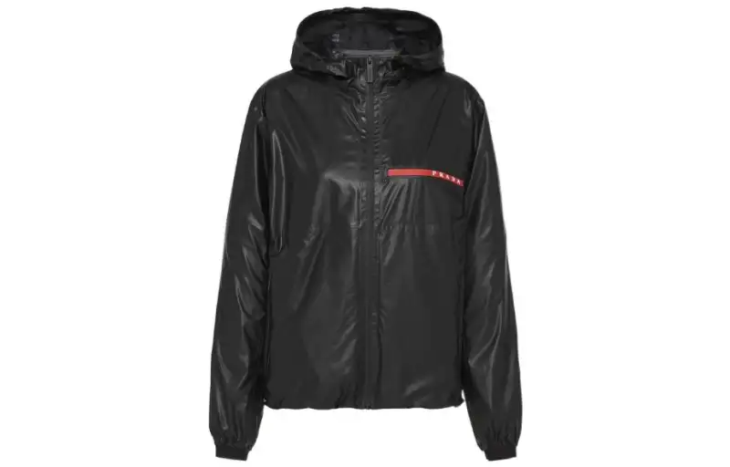 PRADA Jackets Women's Black Hooded Moderate Other