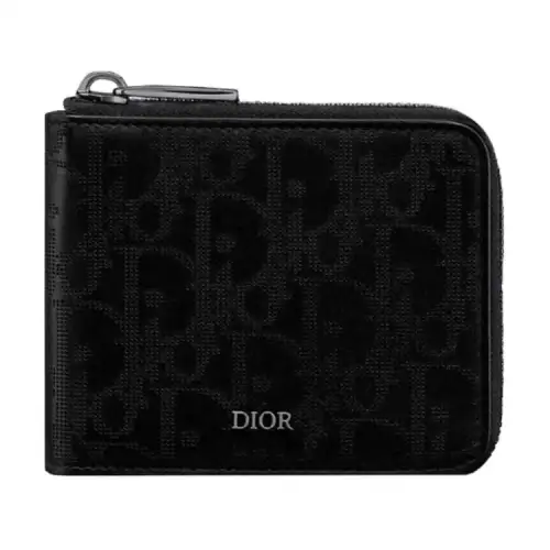 DIOR Calfskin Wallet, Card Holder Men's Black