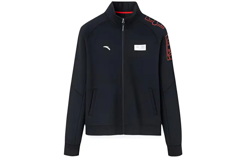 Anta Variety Training Collection Fleece Lined Thermal Solid Color Brand Logo Zippers Jacket Women's Black