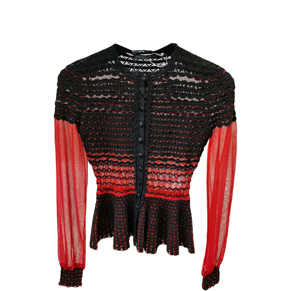 Женская куртка Alexander McQueen (красно-черная)