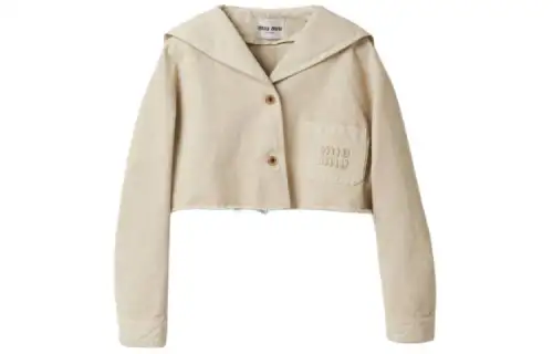MIU MIU Gabardine Blouson Jacket Jackets & Coats Women's Beige