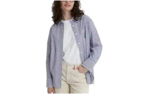 UNIQLO Shirts Women's Navy Blue Pointed Collar Thin Other