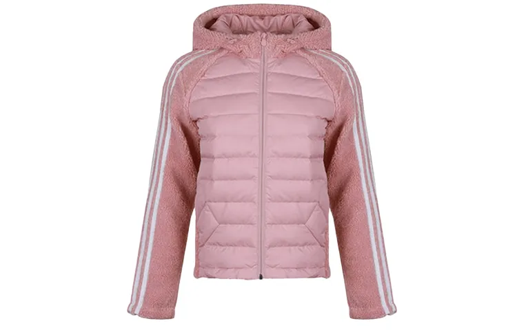 Adidas Down Jackets Women's Pink Hooded Moderate