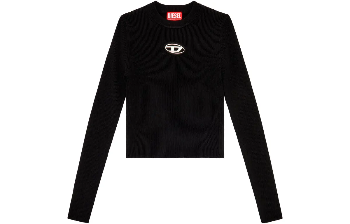 DIESEL M Valary Cropped Ribbed Roundneck Sweater 'Black'