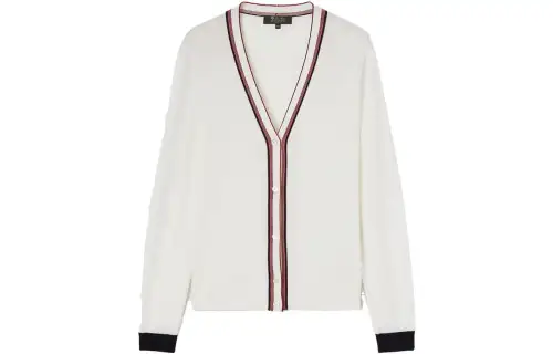 Loro Piana Knitwear Women's White V Neck Moderate Cardigan