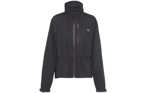 PRADA Jackets Women's Black Stand Collar Moderate