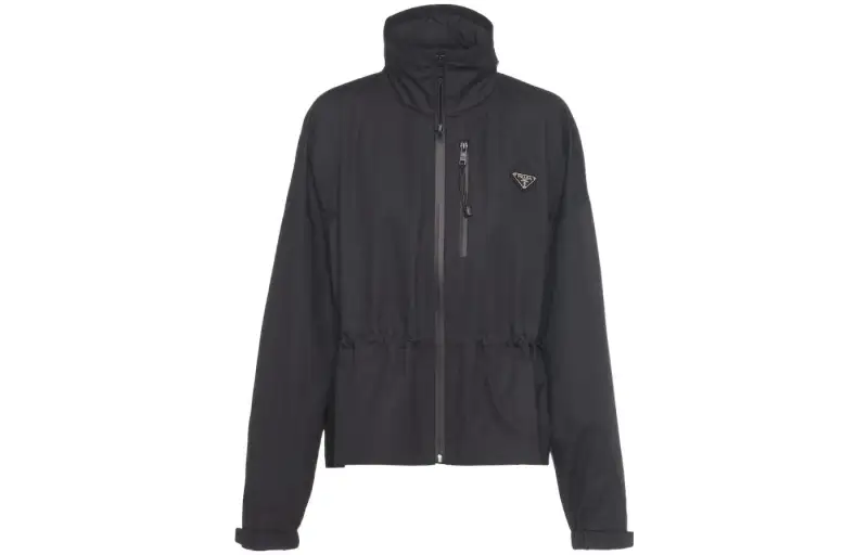 PRADA Jackets Women's Black Stand Collar Moderate