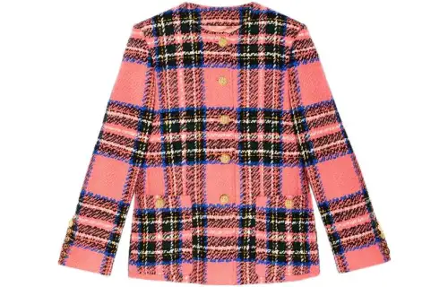 GUCCI Tartan-Check Detail Bouclé Jacket