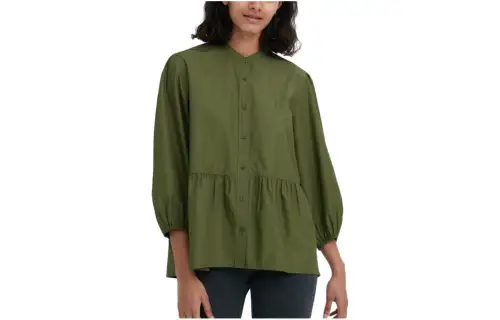 UNIQLO Shirts Women's Olive Crew Neck Moderate Shirt