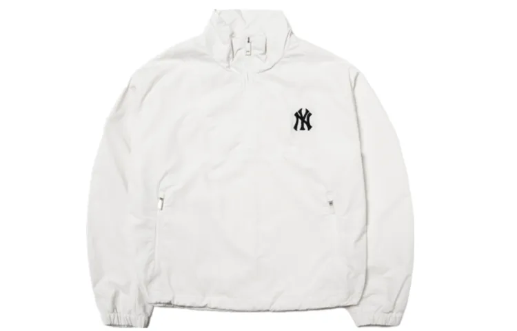 MLB New York Yankees Jackets Women's Ivory White Stand Collar Moderate