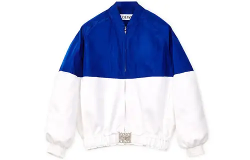 LOEWE Silk And Polyester Bomber Jacket Blue Klein
