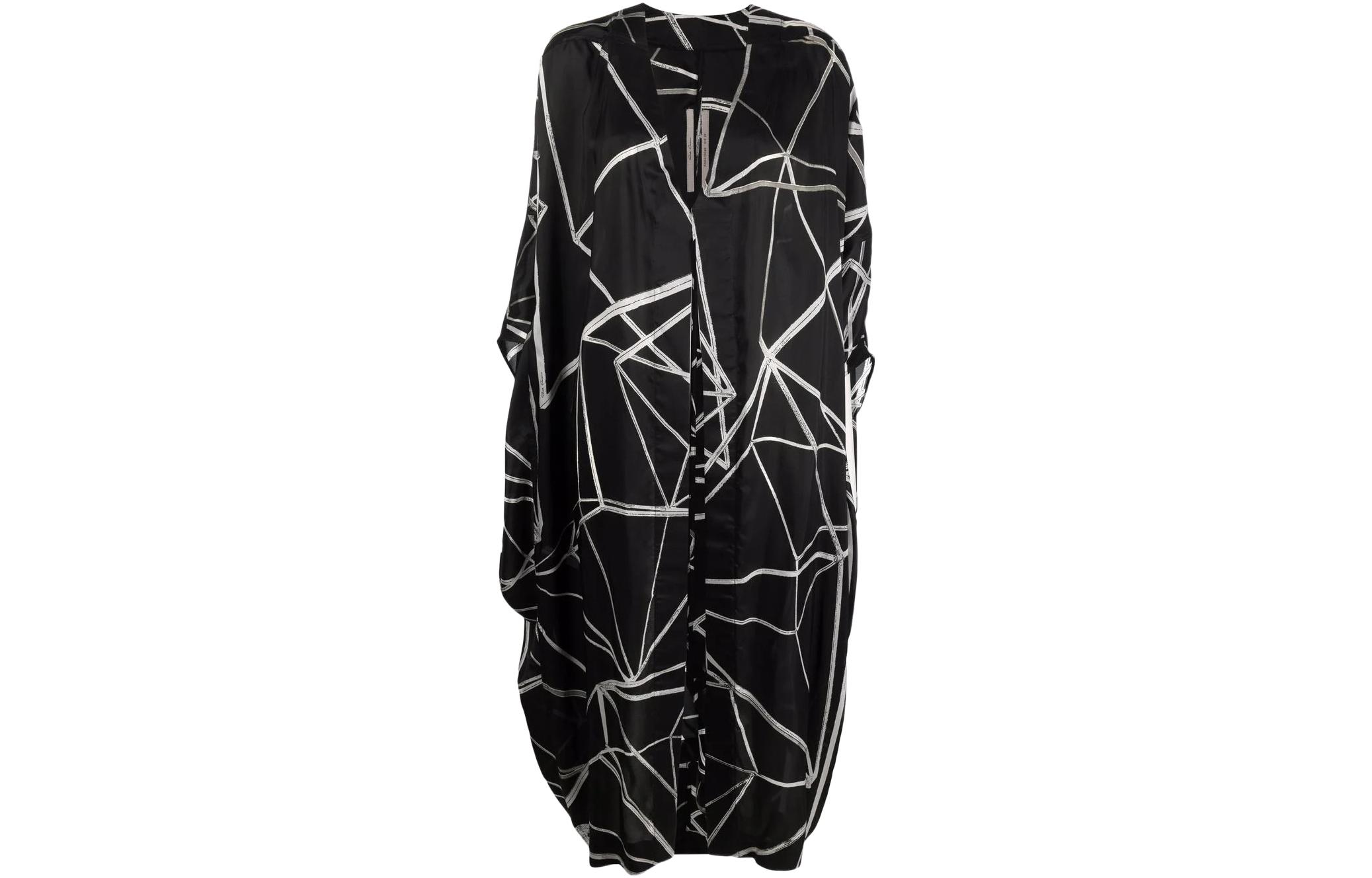 Rick Owens geometric-print V-neck coat