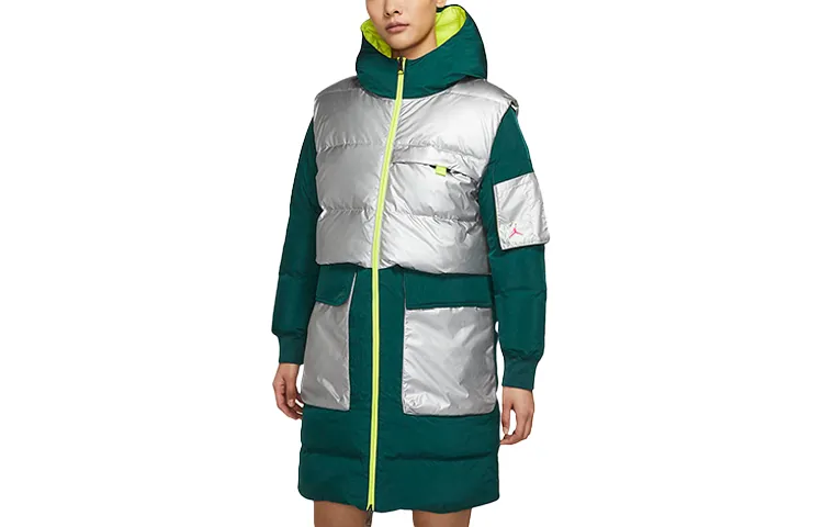 Jordan Down Jackets Women's Green Hooded Moderate Other