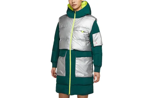 Jordan Down Jackets Women's Green Hooded Moderate Other