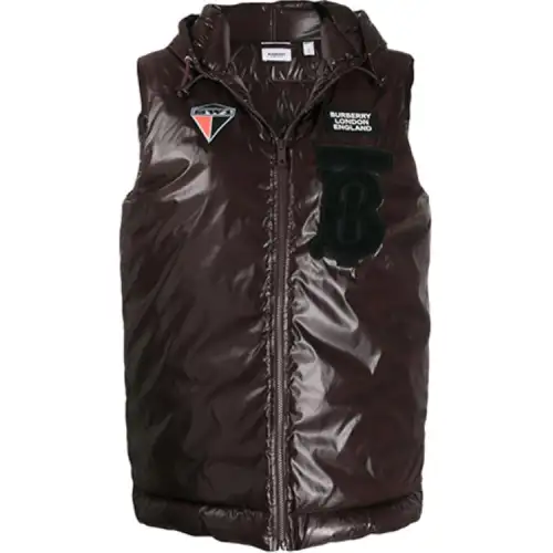 Burberry Down Vests Women's Brown Hooded Non Detachable Moderate