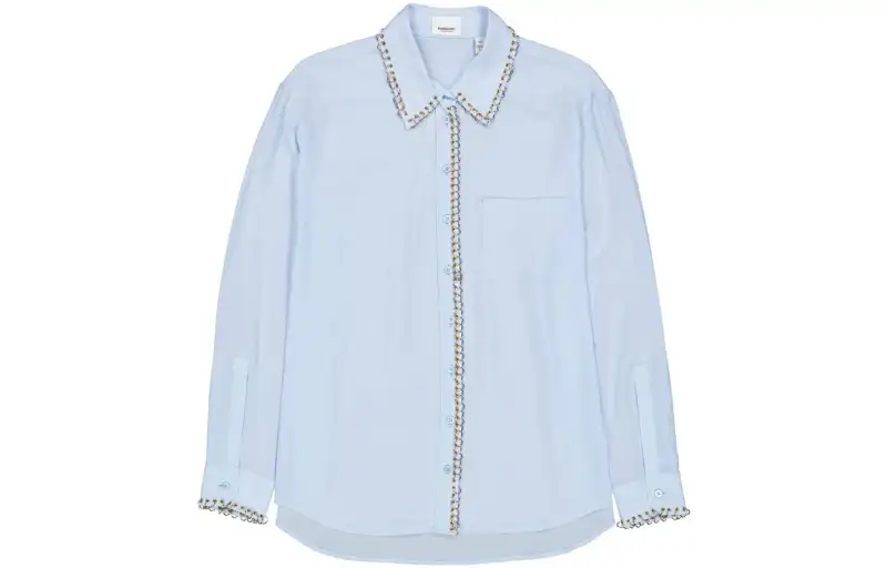 Burberry Shirts Women's Light Blue Pointed Collar Moderate Other